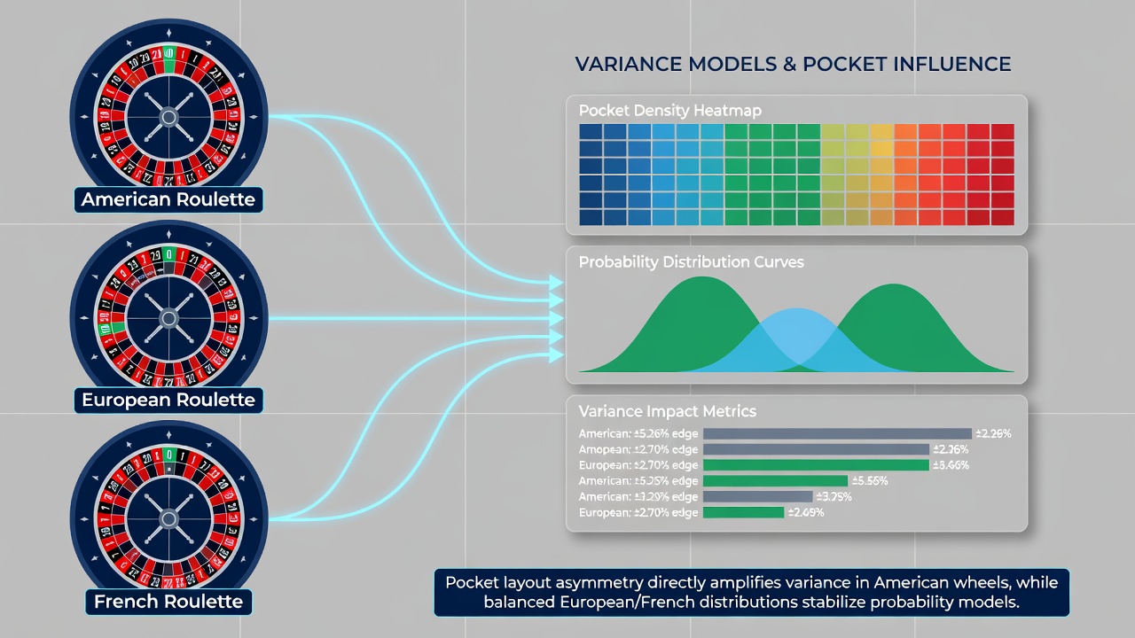 Statistical variance chart comparing RNG outcomes across different roulette pocket distributions